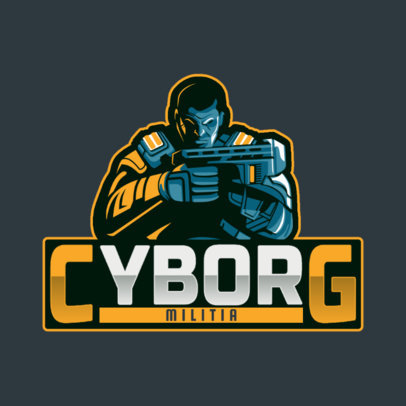 Gaming Logo Template Featuring a Cyborg Character 4305f