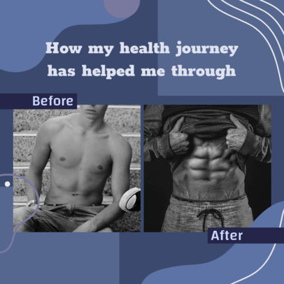 Fitness-Themed Instagram Post Design Template with Before and After Pictures