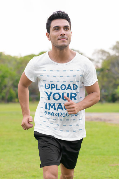 Heathered Tee Mockup of a Man Jogging Outdoors
