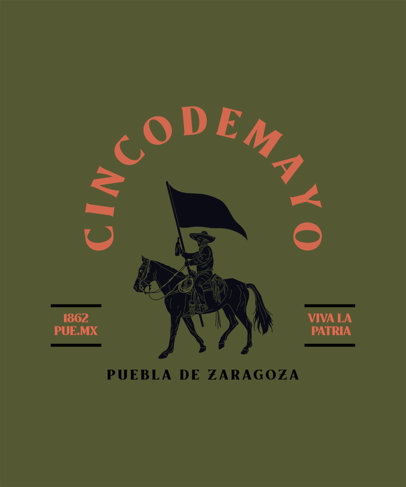 T-Shirt Design Maker with a Cinco de Mayo Theme Featuring an Illustrated Man Riding a Horse 