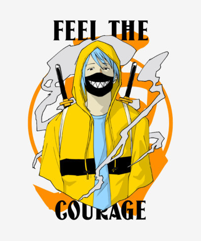 T-Shirt Design Maker Featuring Illustrated Anime Warriors