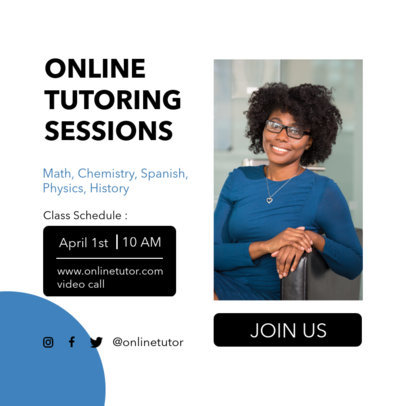 Instagram Post Design Template to Promote Online Tutoring Lessons