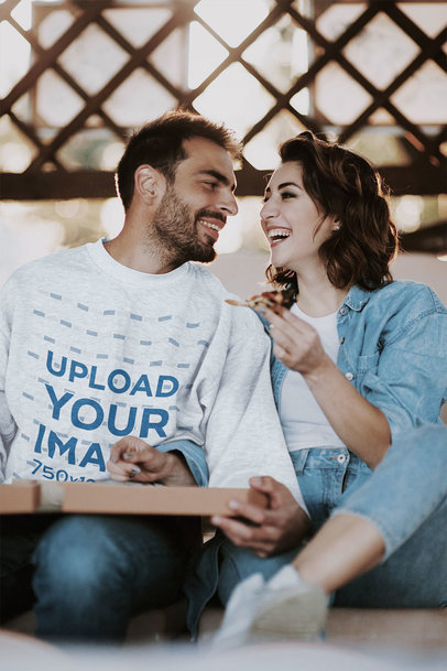 Sweatshirt Mockup of a Bearded Man Having Fun With His Girlfriend