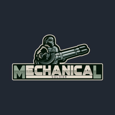 Gaming Logo Template Featuring a Character with a Heavy Machine Gun 4305d