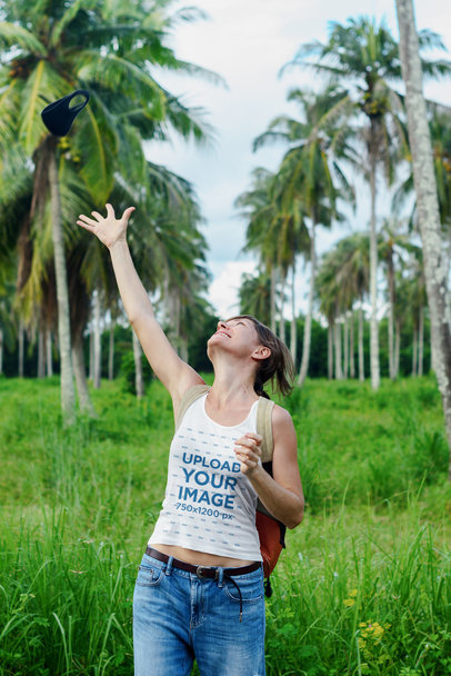 Tank Top Mockup of a Woman Traveling Through the Jungle m4546-r-el2
