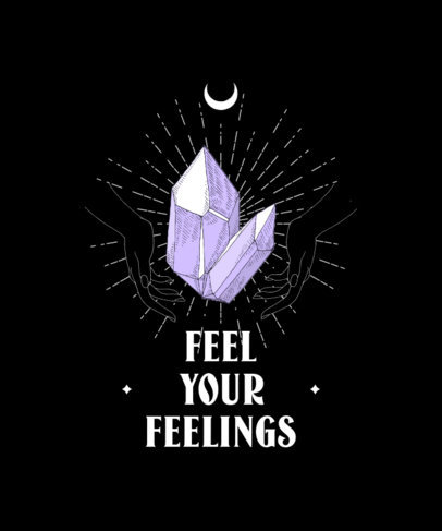 Quote T-Shirt Design Template Featuring Esoteric Crystals