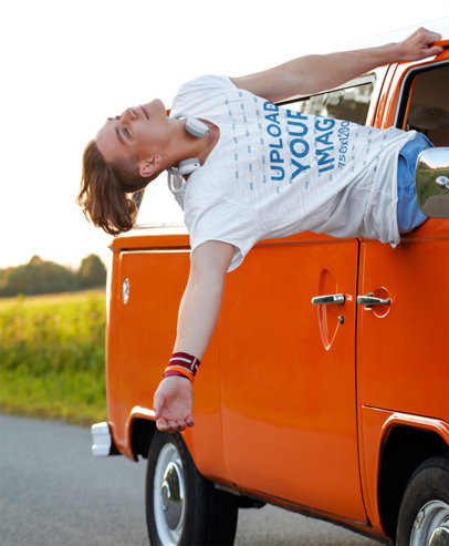 T-Shirt Mockup of a Young Man on a Road Trip 44937-r-el2