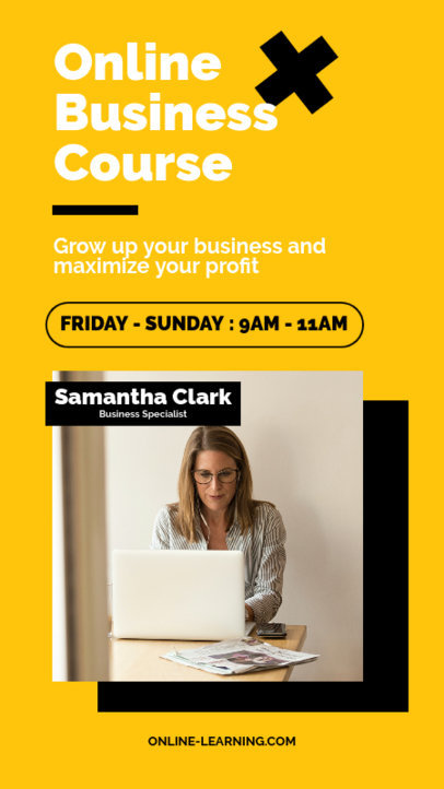 Instagram Story Generator Announcing an Online Business Course