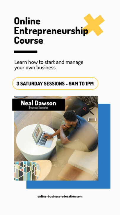 Instagram Story Creator to Announce an Online Entrepreneurship Course