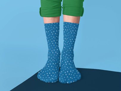Man Wearing Socks Template While Standing on a Multicolor Surface a15598