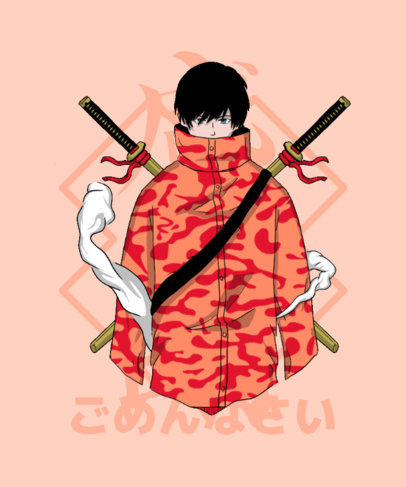 T-Shirt Design Generator Featuring an Anime Ninja Graphic