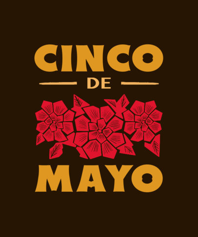T-Shirt Design Template with a Cinco de Mayo Theme Featuring Illustrated Flowers