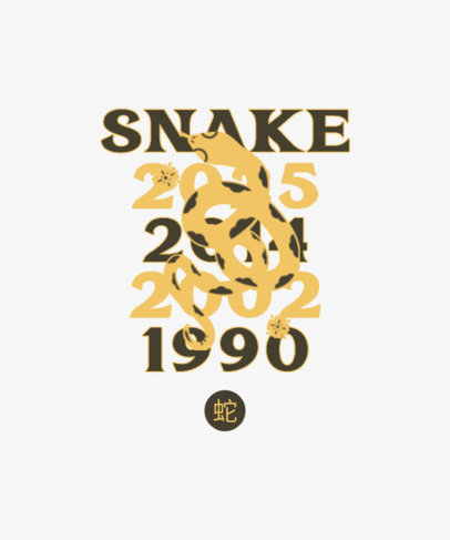 Chinese Zodiac-Themed T-Shirt Design Maker Featuring a Snake Sign 3647d