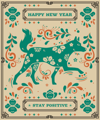 Chinese New Year T-Shirt Design Template with Traditional Illustrations