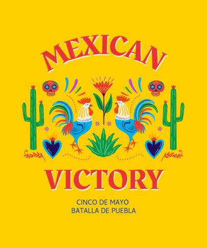 Colorful T-Shirt Design Template for Cinco de Mayo With Mexican-Inspired Graphics
