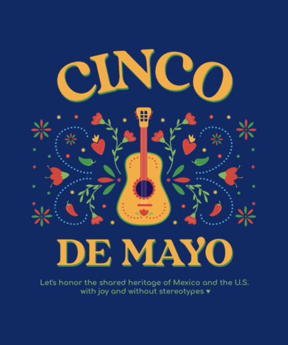 Cinco de Mayo-Themed T-Shirt Design Creator Featuring Colorful Graphics and a Guitar