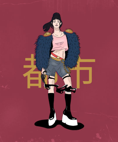 Trendy T-Shirt Design Creator with a Graphic of an Anime Girl 3649f