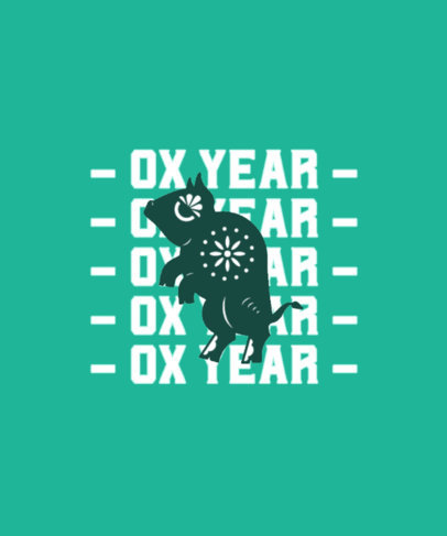 Chinese Zodiac T-Shirt Design Template for Ox Year-Born People 3647i