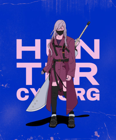 T-Shirt Design Generator Featuring a Futuristic Ninja Warrior 3649e