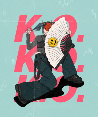 Ninja-Themed T-Shirt Design Maker with a Trendy Girl Graphic 3649g