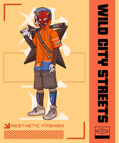 T-Shirt Design Maker Featuring a Modern Warrior Character in an Anime Style 3648h