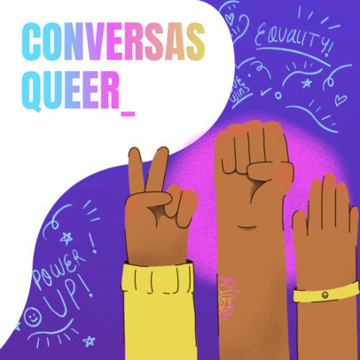 Podcast Cover Template With Colorful Fonts and an LGBT-Pride Theme 