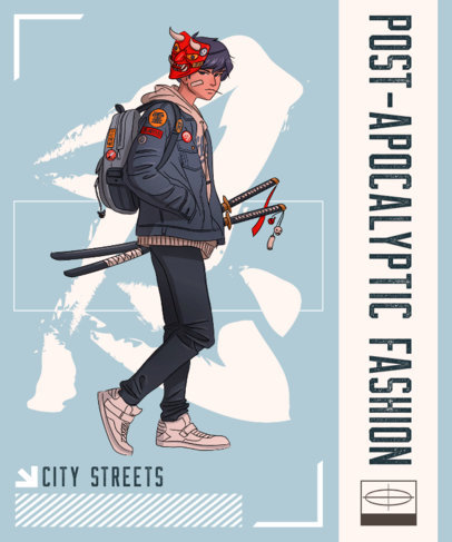 Anime-Styled T-Shirt Design Maker Featuring a Modern Samurai with Swag 3648e