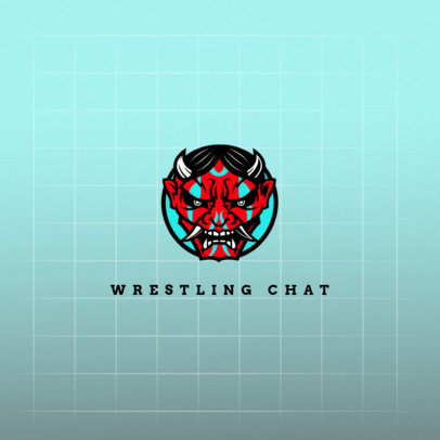 Gaming Logo Template Featuring an Oni Mask in a Round Emblem