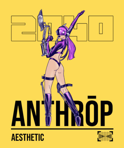 Illustrated T-Shirt Design Creator with a Futuristic Female Warrior 3650a