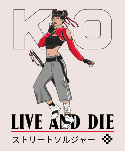 Streetwear-Style T-Shirt Design Maker with a Modern Female Ninja 3650c
