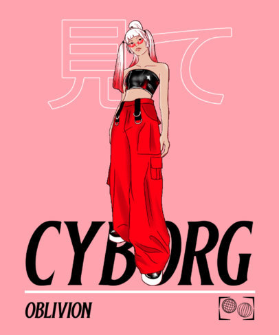 T-Shirt Design Generator Featuring an Illustrated Female Cyborg 3650e
