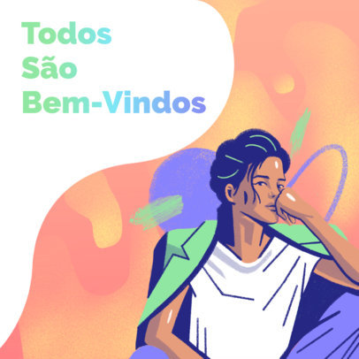 Podcast Cover Design Template With an Inclusive Message and an Illustrated Character 4322j