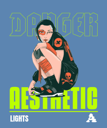 Illustrated T-Shirt Design Creator with a Dangerous Female Warrior 3650d