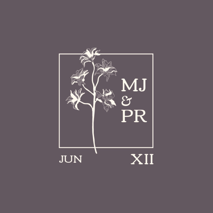 Wedding Monogram Logo Maker Featuring an Engraved Blossom