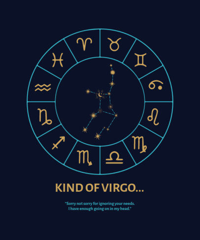 Astrology-Themed T-Shirt Design Template Featuring a Virgo Quote 