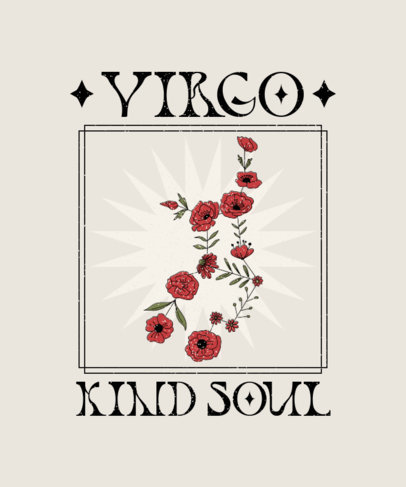 T-Shirt Design Template with Zodiac-Themed Floral Graphics 3914-el1