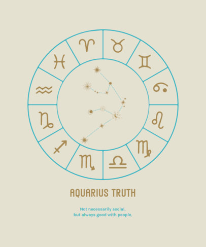 T-Shirt Design Template with an Aquarius Horoscope 3920c-el1