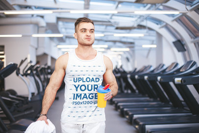Tank Top Mockup of a Muscular Man Ready to Train at the Gym m5877-r-el2