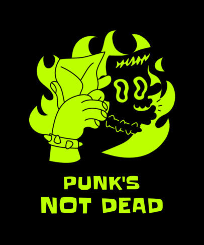 T-Shirt Design Template with an Illustrated Punk Hand Shadow Figure 3674d