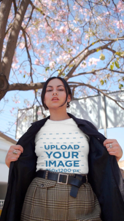 T-Shirt Video Featuring a Woman with a Septum Piercing 3120v