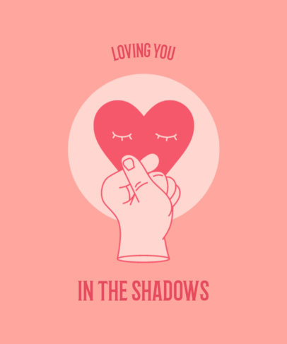 T-Shirt Design Template Featuring an Illustrated Heart Hand Shadow Figure 3674a