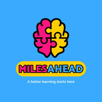 Education Logo Creator with a Brain-Shaped Puzzle Graphic