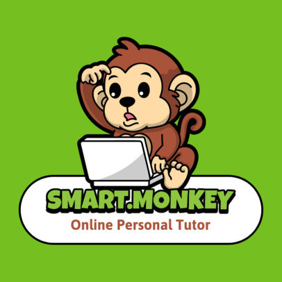 Logo Maker Featuring a Cartoonish Monkey for a Children's e-Learning Platform