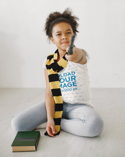 T-Shirt Mockup Featuring a Girl Holding a Magic Wand m6580-r-el2