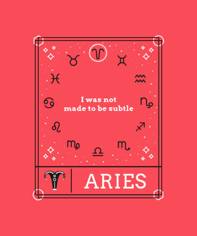Astral Chart-Themed T-Shirt Design Maker with a Quote About Aries 3916a-el1