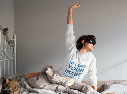 Sweatshirt Mockup of a Woman Just Waking Up m6917-r-el2