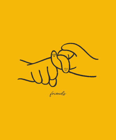 T-Shirt Design Template With American Sign Language Graphics 