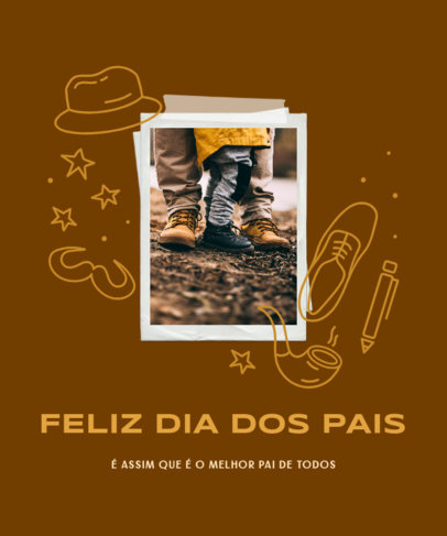 T-Shirt Design Template Father's Day-Themed Doodles and a Photo
