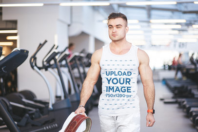 Tank Top Mockup of a Strong Man Arriving at the Gym m5878-r-el2