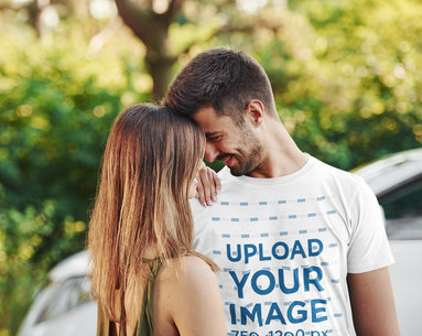 Round-Neck Tee Mockup of a Couple Taking a Romantic Picture m7828 r-el2